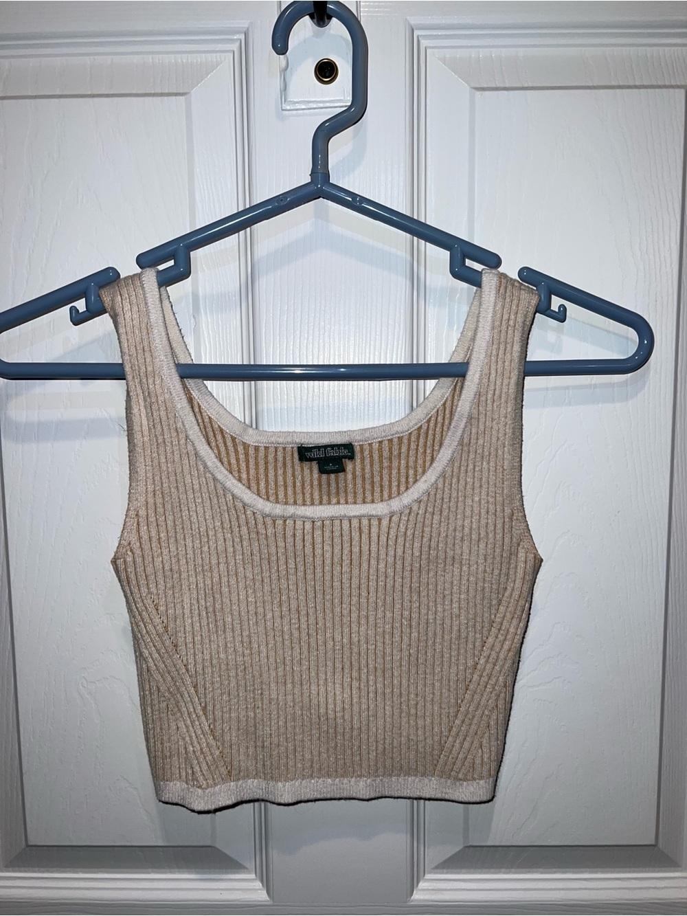 Beige Ribbed Tank-top